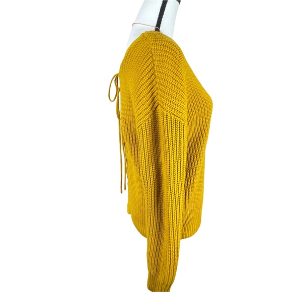 Love By Design Long Sleeves Lace-Up Back Sweater Color Gold Size Large - Picture 8 of 8